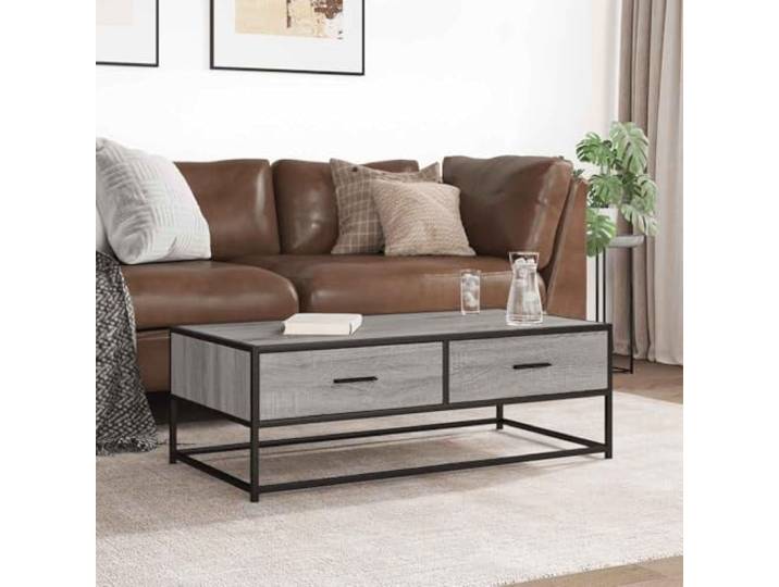 KTHLBRH Beistelltisch Grau Sonoma 100 x 50 x 35 cm Spanplatte Metall Stabile und langlebige Konstruktion, großes Ablagefach, Industrie-Stil, einfache Montage
