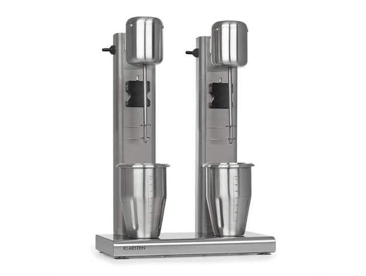 Klarstein Kraftpaket II Pro Doppel Drink Mixer, 160 Watt, 2 x 1 L, 2 Stufen, 20000 U/min, 2 Mixbecher aus Edelstahl, Milk- & Proteinshake, Doppel-Getränkemixer, Cocktail, Bar Mixer, Gastro, silber