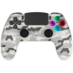Trade Invaders Wireless Controller for PS4 with 3,5mm jack slot - LED-White Camo (PS4), Gaming Controller, Weiss, Mehrfarbig