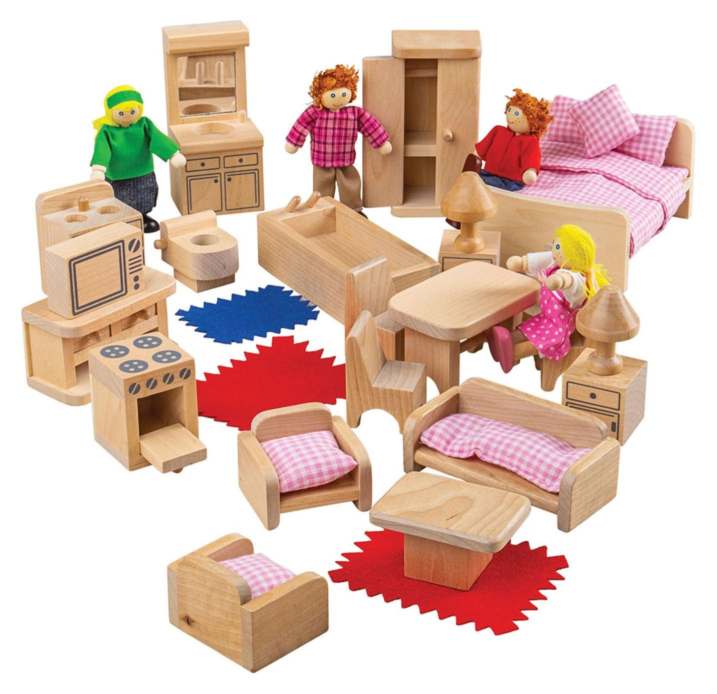 Bigjigs Toys Poppenhuismeubels en houten speelset voor poppen, 26-delig