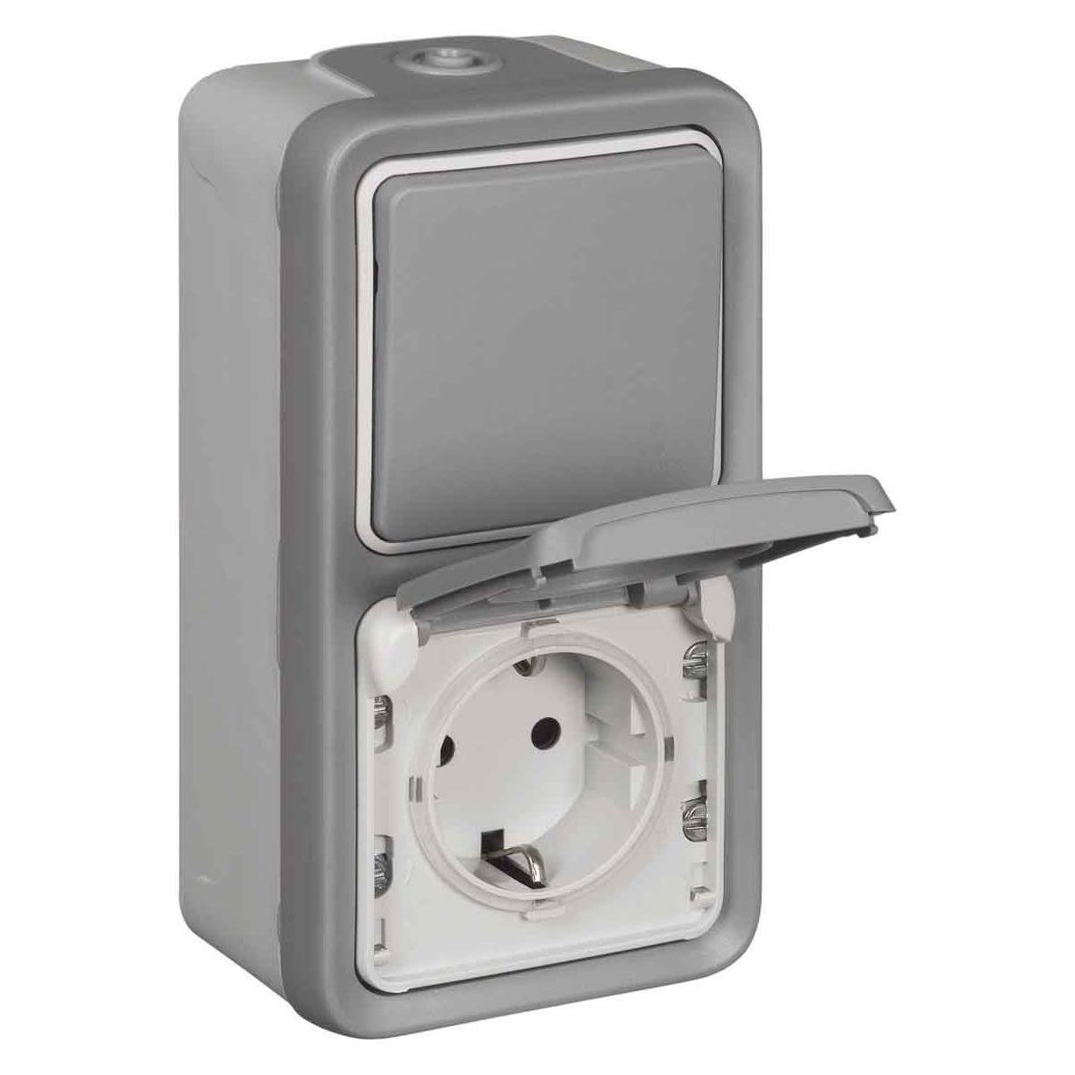 Legrand Plexo Classic Kombi Aus-/Wechsel 1-p Steckdose (69746)