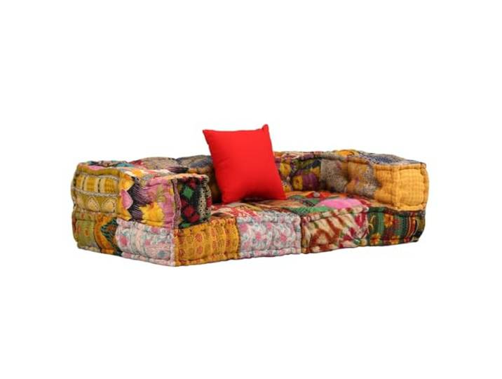 vidaXL 2-Sitzer Modularer Pouf Patchwork Stoff