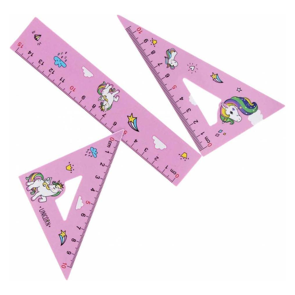 Starpak Geometrisches Einhorn-Set 3-teilig (15 cm, Kunststoff) (47729778)