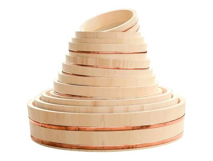 Yiustldd Traditionelle Hölzerne Sushi-Reisschüssel, Runder Sushi-Rührbehälter Kühleimer Mit Schaufel Für Einsteiger Und Profis,52x14cm