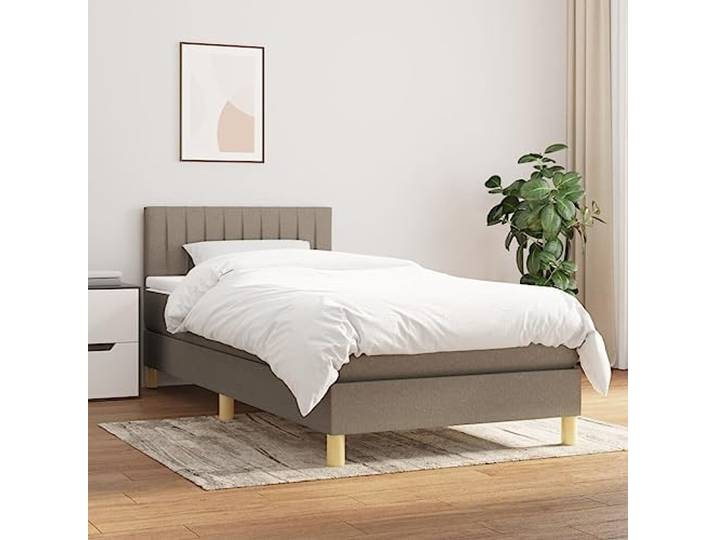 RJPLMFV Lattenrost, komplett, Stoff, Taupe, 90 x 190 cm Verstellbarer Kopf, Taschenfedern, mittlere Unterstützung, atmungsaktiv, langlebig