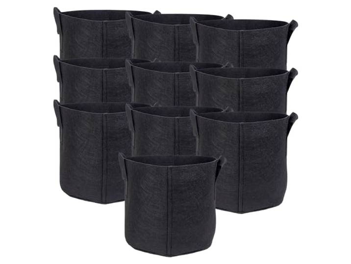 INTIRILIFE 10x Pflanzsack aus Vlies Stoff 26 Liter -7 Gallon- 35 x 30 cm - Pflanzen Übertopf mit Tragegriffen für Garten, Gewächshaus - Pflanzkübel Pflanzgefäß Pflanzbeutel Pflanztasche Kartoffelsack