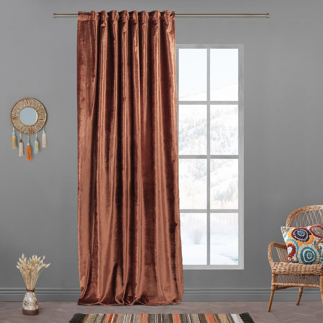 Lilijan Home & Curtain Extra Long & Extra Wide Shiny Velvet Curtain Panel (customized) Orange 280cm Width x 325cm Drop