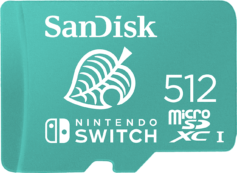 Tarjeta micro SDXC - SanDisk Licencia Nintendo®, 512 GB, Para Nintendo Switch 1, Lite, Oled, 100 MB/s, U3, C10, Verde