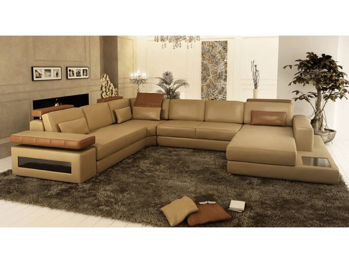 Xlmoebel Wohnlandschaft Leder Wohnlandschaft in U-Form mit elegantem Design und Komfort, Wohnlandschaft 1 Teile, Hergestellt in Europa
