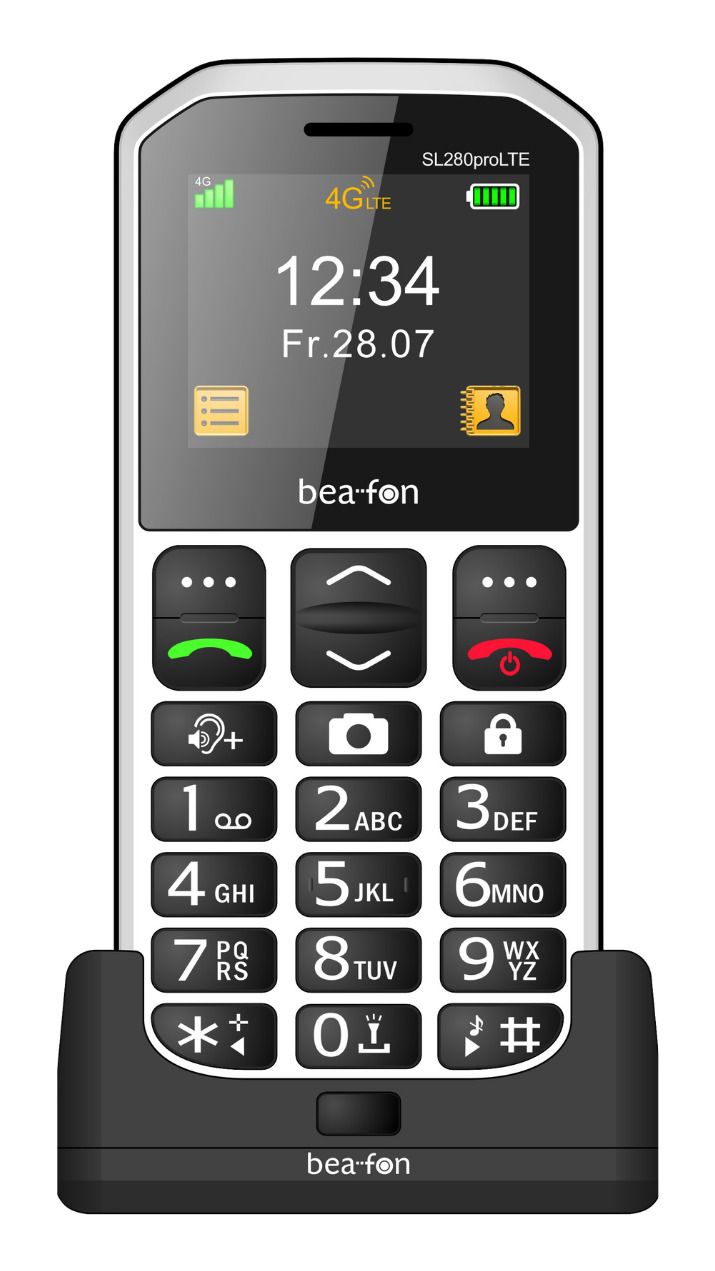 Beafon SL280pro LTE 4G Smartphone 5,08 cm (2 Zoll) (Schwarz, Silber, Weiß) SL280PROLTE EU00