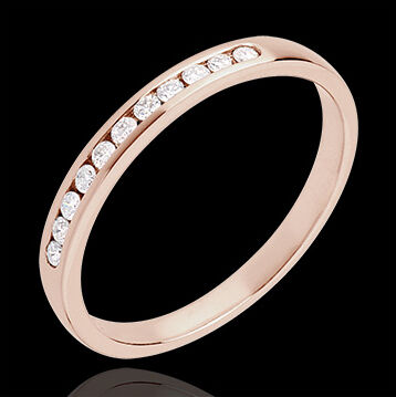 Edenly Trauring zur HÃ¤lfte mit Diamanten besetzt in RosÃ©gold - Kanalfassung -