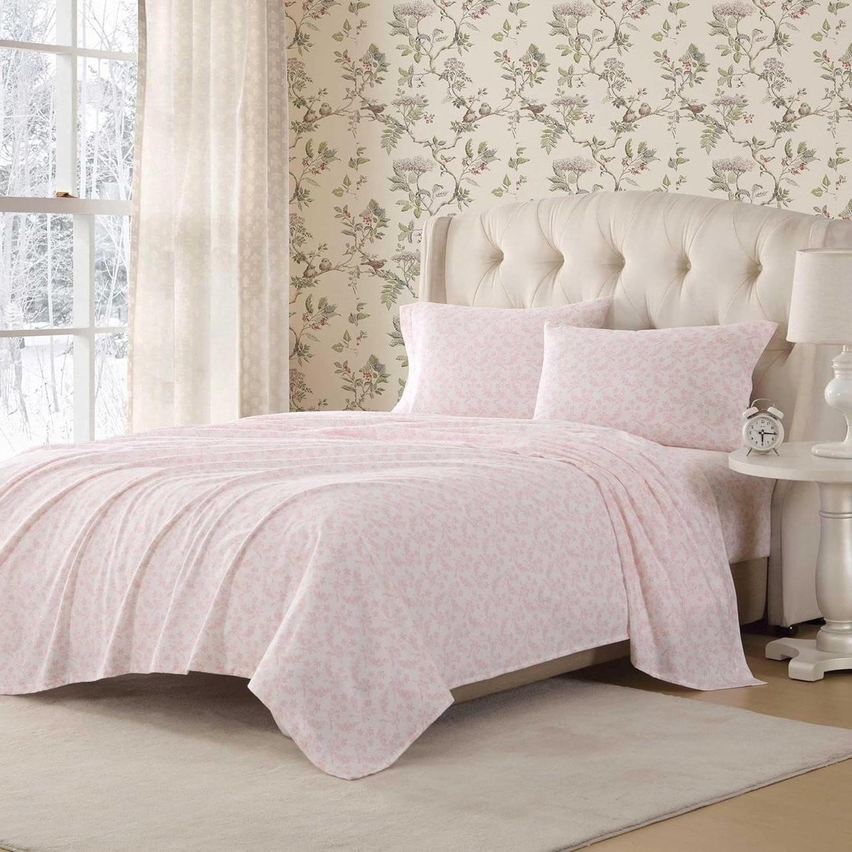 Katoenen Flanellen Beddengoedset voor Tweepersoonsbed - Roze