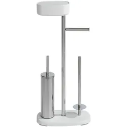 WENKO Stand WC-Garnitur mit Box Mod. Rivazza Weiß, integrierter Toilettenpapierhalter, Ersatzrollenhalter