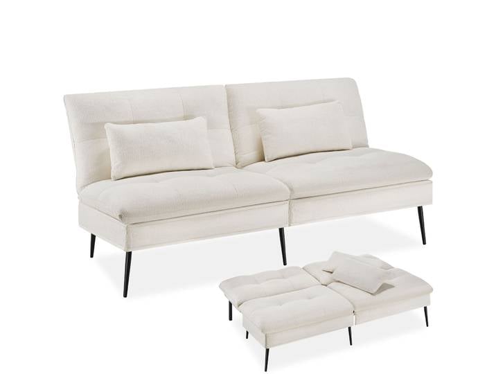 Schlafsofa Tokio, 3in1, 6-fach neigbare Rückenlehne - creme-weiß