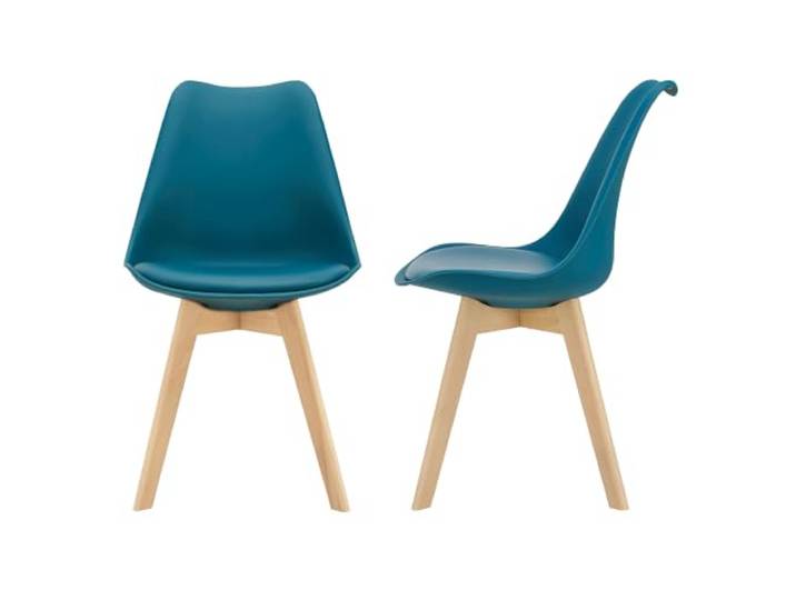 Helloshop26 2 Esszimmerstühle, skandinavisch, Küche, Kunststoff, Buche, 81 cm, Türkis, 03_0002774