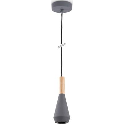 PACO HOME Pendelleuchte "MORA", grau, Ø 10cm H: 178,5cm, Leuchten, Wohnzimmer Esszimmer Klein Modern Holz Metall GU10 Trichterform, Pendelleuchte