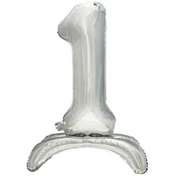 Papstar 24x Folienluftballon 73 cm silber `1` stehend