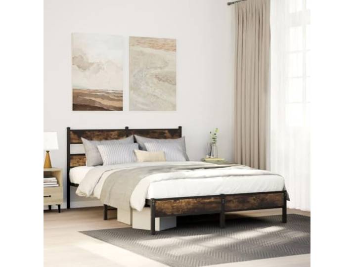 RJPLMFV Bettgestell aus Metall, 100 x 190 cm, mit Kopfteil Ohne Matratze, Lattenrost inklusive, robuster Stahl, Unterbettaufbewahrung, einfache Montage