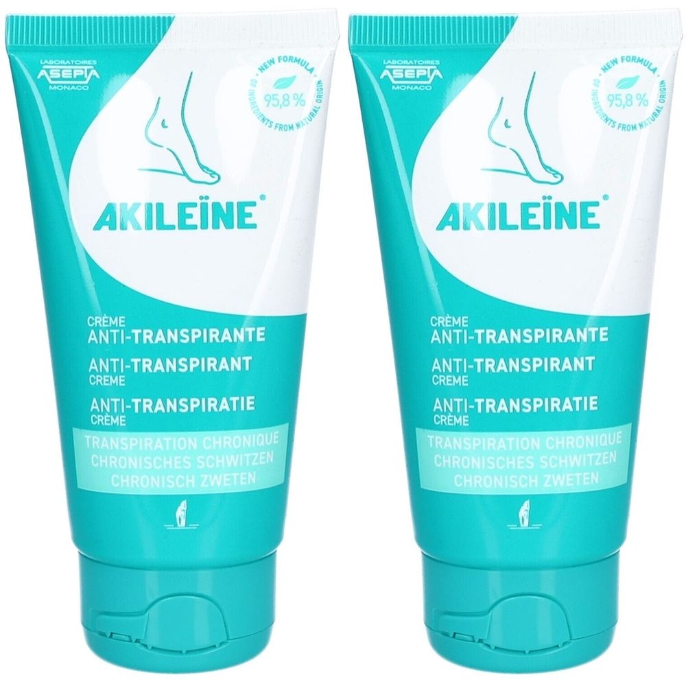 Akileine Anti-Transpirant Fußcreme 2x 2x75 ml Creme