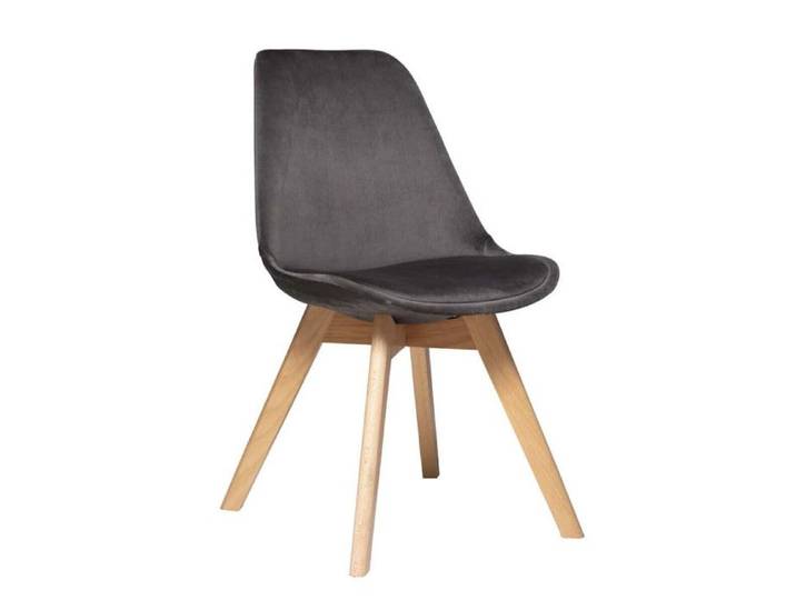 Chaise en velours style scandinave  Helsinki  Atmosphera - Gris foncé