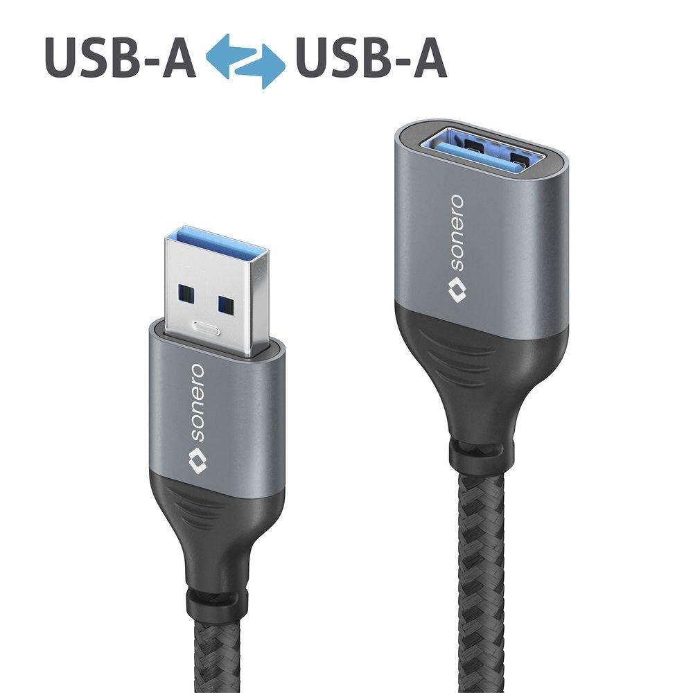 Sonero USB 3.0 Kabel - A/A Verlängerung - Aluminium - space grey/schwarz - 2,00m SPC-U055-020