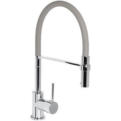 Spültischarmatur CORNAT "Druckgusskörper, chrom - 360 schwenkbarer Silikon-Auslauf", grau, B:28cm H:49cm T:6,5cm, Messing, Armaturen, Mit Brause-Arretierung/ Hochdruck-Armatur/ Küchenarmatur /Wasserhahn