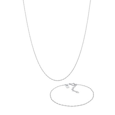 Ketten und Armband Set KUZZOI "Schmuckset Basic Gliederkette Gedreht 925 Silber" Gr. 55, silber, Schmuck_Sets, Herren, 55