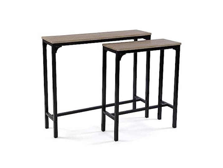 Versa Doncaster Schmales Möbelstück für den Eingangsbereich oder Flur, Moderner Konsolentisch, Maßnahmen (H x L x B) 80 x 25 x 95 cm, Holz und Metall, Farbe: Schwarz