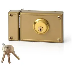 Jis, Türschloss + Schliesszylinder, Türzusatzschloss 11-12I Gold 52 Mm Links 120 Mm Obenauf Legen