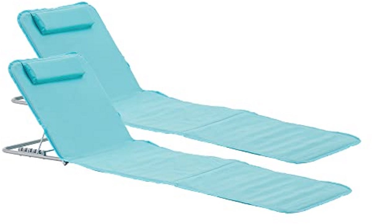 Set van 2 Comfortabele Strandmatten met Rugleuning - Turquoise