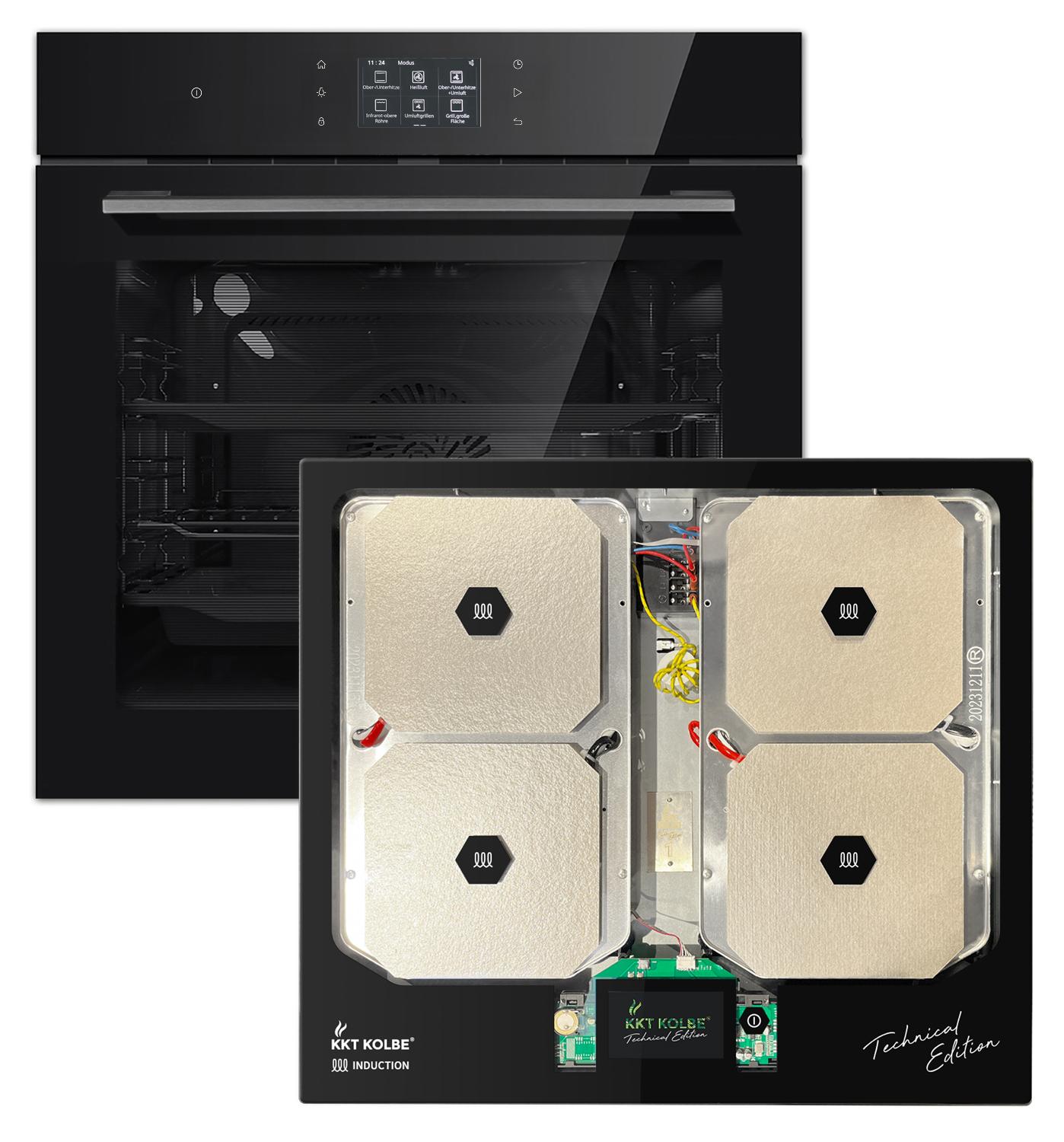 Autarkes Herdset: 60cm Einbaubackofen EB8017TFT + 59cm Induktionskochfeld IND5905EDIT | Katalyse | Pizzafunktion | Grill | Umluft | Heißluft | Automatik-Timer | SET8017TFTIND595TFT