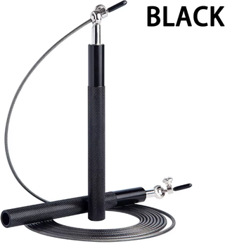 Smart Shopping Spot PowerSpin Speed Jump Rope Adjustable Steel Wire Fitness Skipping Rope With Aluminum Handles black