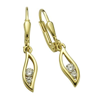 Paar Ohrhänger VIVANCE "333 Gold 4x Zirkonia weiß", gelb (gelb, weiß), Ohrringe, Damen, one-size, Gold, Ohrhänger