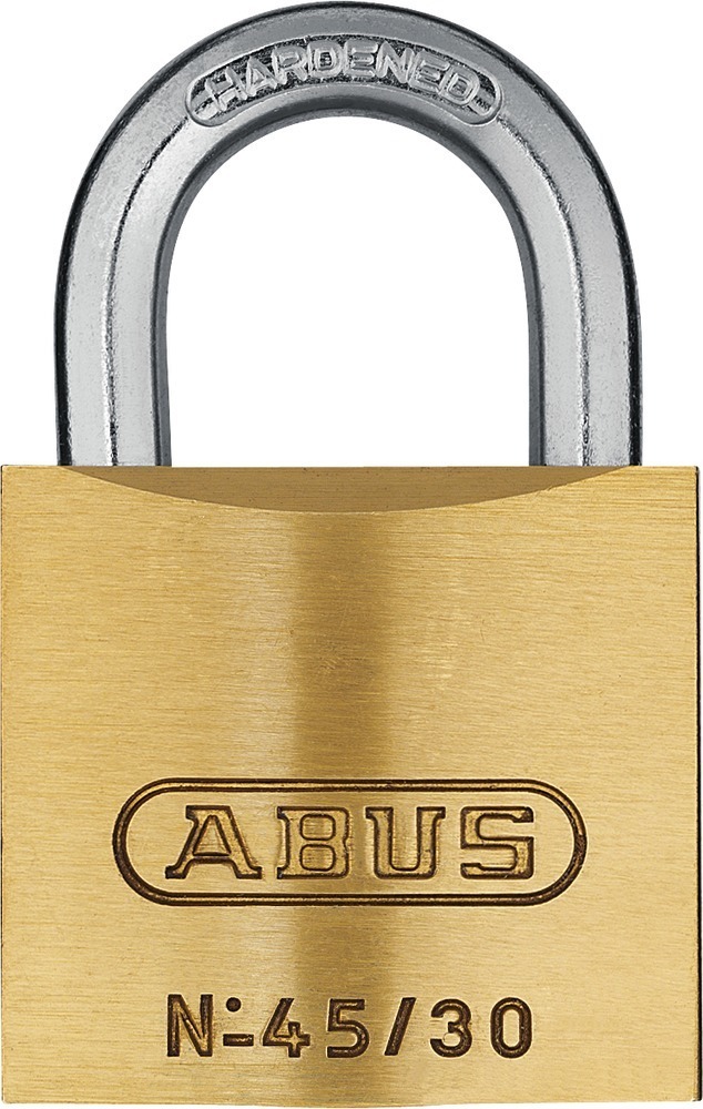 ABUS Zylindervorhangschloss 45, doppelte Verriegelung, Messing massiv 10005086-01