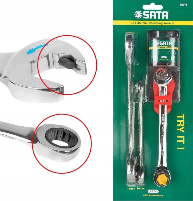 SATA 09075 Ratschen-Ringgabelschlüsselsatz