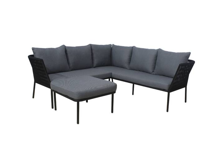 Gartenlounge Violo schwarz Metall/Seil 6 B 194 T 194 cm