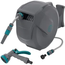 ECD Germany Schlauchaufroller 20+2 m Wand-Schlauchbox RollUp 9 Sprühfunktionen 180° Schwenkbar Automatik Gartenschlauch