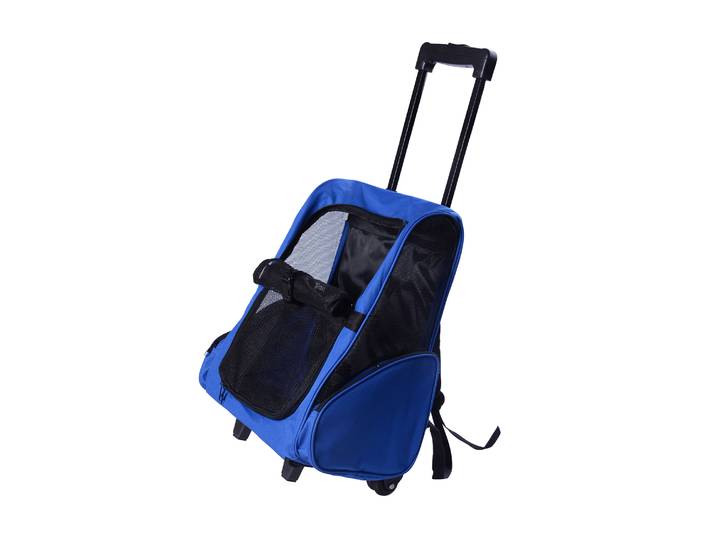 Pawhut - 2 En 1 Trolley Chariot Sac À Dos Sac De Transport À Roulettes Pour Chien Chat