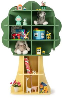 Costway Green Kids Bookcase Shelf Toy Storage Organizer with Open Storage Shelves