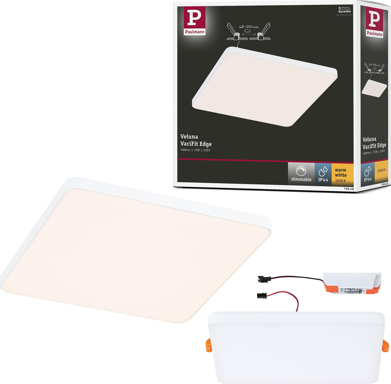 Paulmann VariFit LED inbouwpaneel Veluna Edge