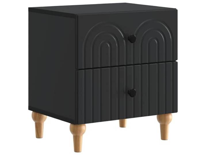 KDVXBCQJH Nachttisch Schwarz 43x34,5x48 cm mit 2 Schubladen Modern Stilvoller Kommodentisch fürs Schlafzimmer mit dezenter Streifenstruktur, pflegeleicht und vielseitig nutzbar.