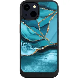 Nivocase Hülle für Apple iPhone 14 Handyhülle NIVOcore Case Schwarz Edelstein Glitzer Look Marmor (Apple iPhone 14), Smartphone Hülle, Schwarz