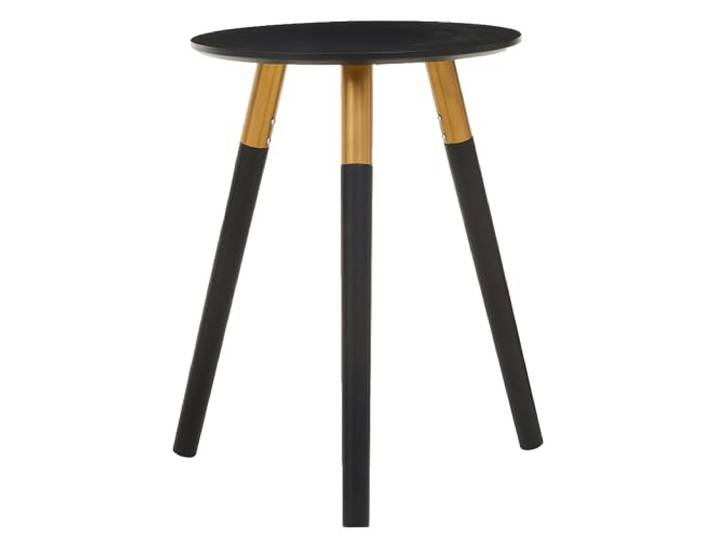 Premier Housewares Schwarzer Kleiner runder Beistelltisch mit 3 Beinen Kleiner Couchtisch mit Goldrändern Stabiler Wohnzimmer-Beistelltisch Runder Nachttisch für Zuhause, Büro