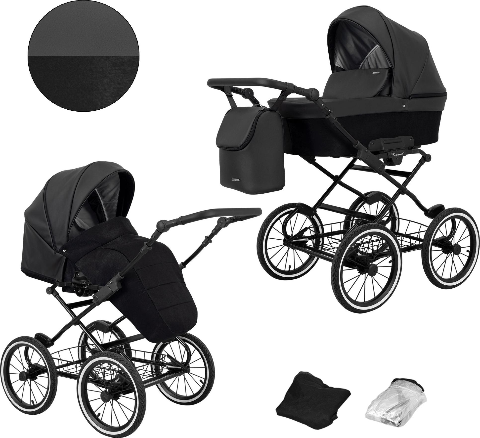 Kinderwagen Kunert Romantic 2in1 - Schwarzer Rahmen - Farbe: Schwarz Eco