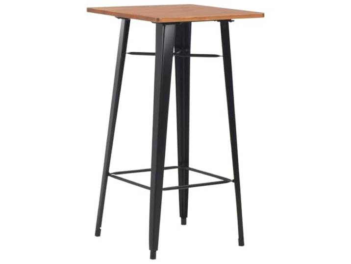 Barmöbel, 3 Stück, Stahl, schwarz, Tisch und 2 Hocker Bar-Set, pulverbeschichteter Stahl, massives Kiefernholz, Sitze aus Kunstleder, max. 110 kg pro Sitz