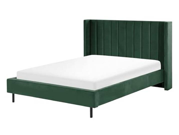 Elegantes Doppelbett in schönem Grün aus Samtstoff 140 x 200 cm Villette