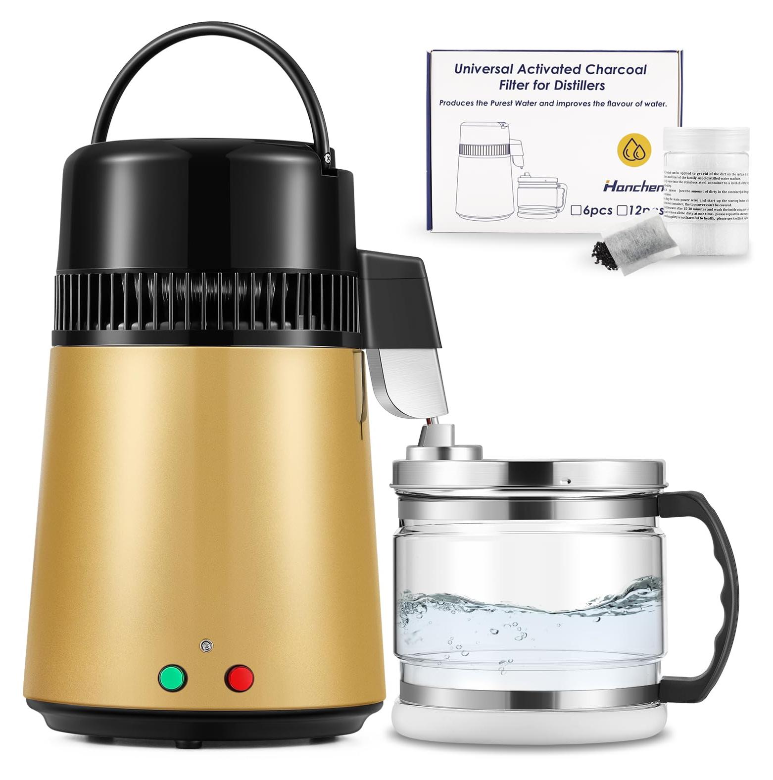 Wasserdestilliergerät 4 l Edelstahl 1 l/h 750 W mit Glaskanne