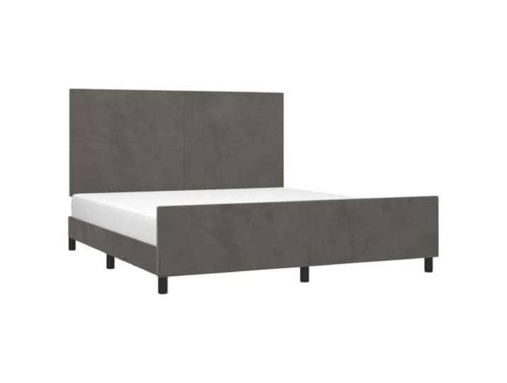 KTHLBRH Bettgestell aus Samt, Dunkelgrau, 160 x 200 cm Gepolstertes Bettgestell, verstellbares Kopfteil, Lattenrost aus Sperrholz, stabile Beine, Matratze nicht im Lieferumfang