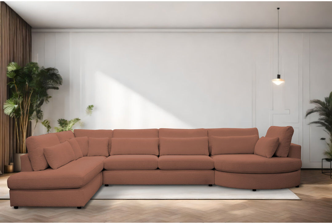 Ivy Bronx 6 Seater Corner Sofa Orange 87cm H X 422cm W X 228cm D
