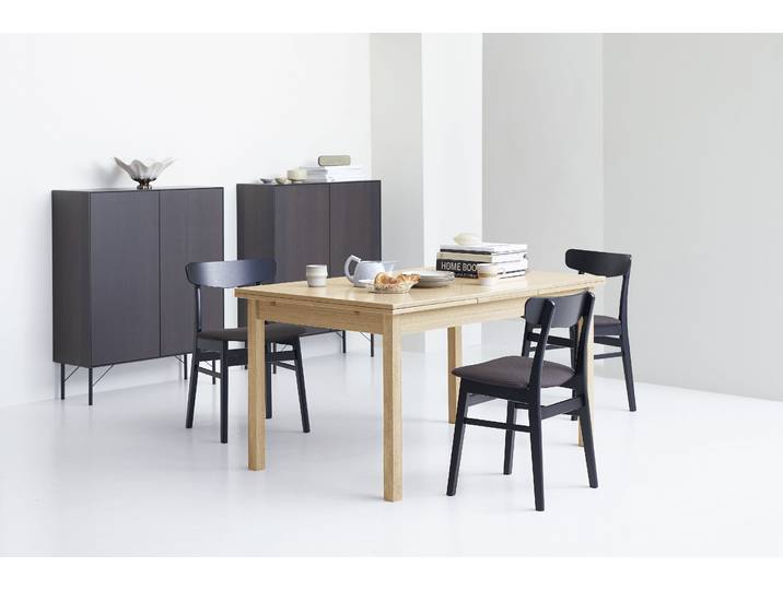 Esstisch HAMMEL FURNITURE Basic Dinex, ausziehbar, mit Einlegeplatten - Furnier/Massivholz , braun (weißpigmentiert eiche), B:140cm H:76cm T:90cm, Tischplatte: Eiche weiß pigmentiertes Furnier und matt lackiert;Gestell: Massivholz, Tische, Esstisch, Furnier/Massivholz - robust und langlebig, verschiedene Größen